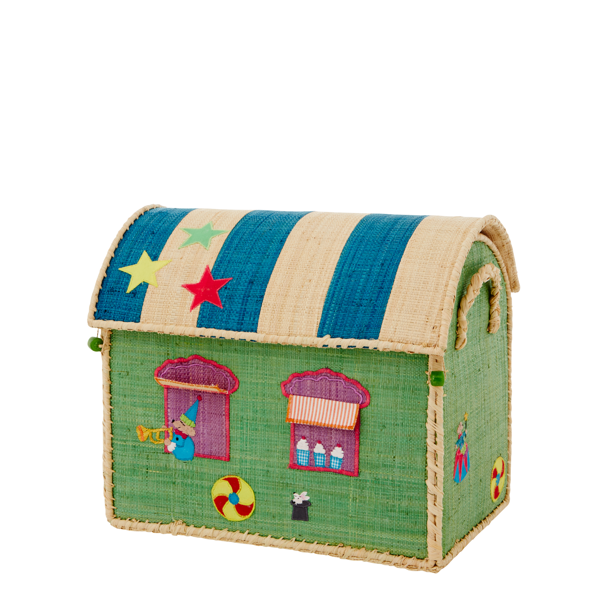 Buy Small Raffia Storage House Green Circus rice