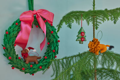 Dog Fabric Christmas Ornament - Brown Environment