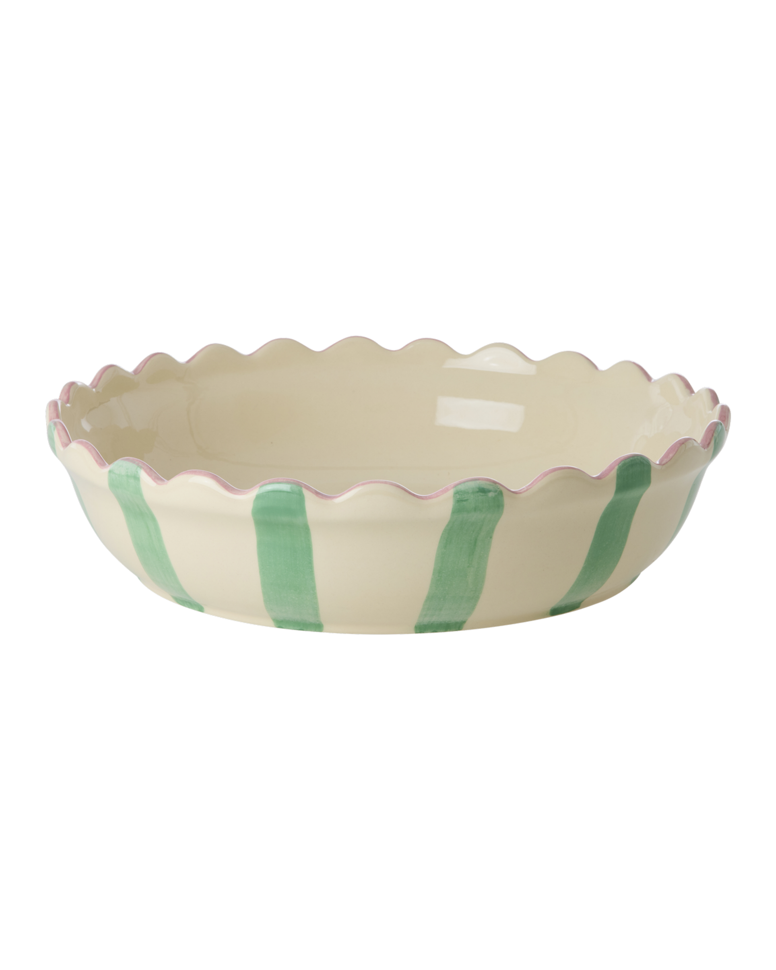 Large Round Stoneware Pie Dish Cream