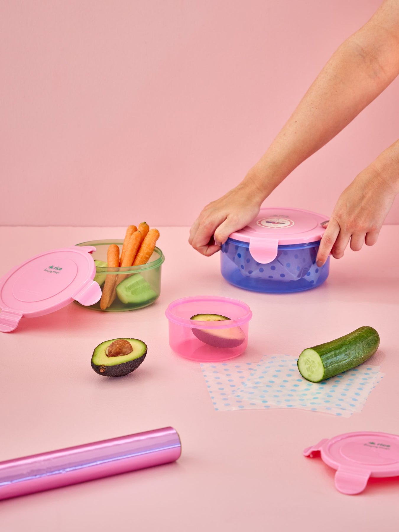 Rotondo Plastica Contenitori per alimenti - Multicolore - Set di 3 – RICE  by RICE