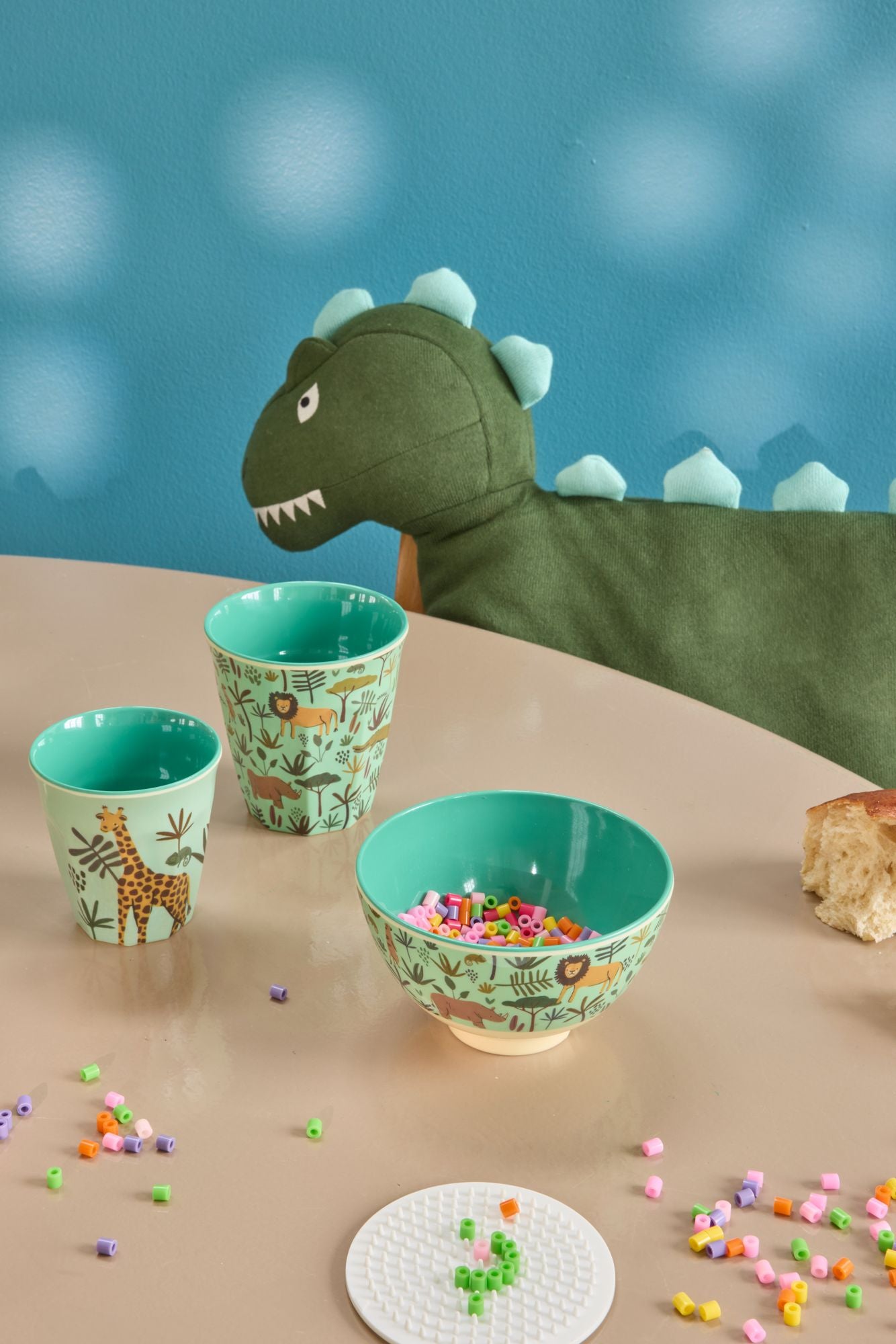 Buy Small Melamine Bowl - Green - Jungle Animals Print | RICE