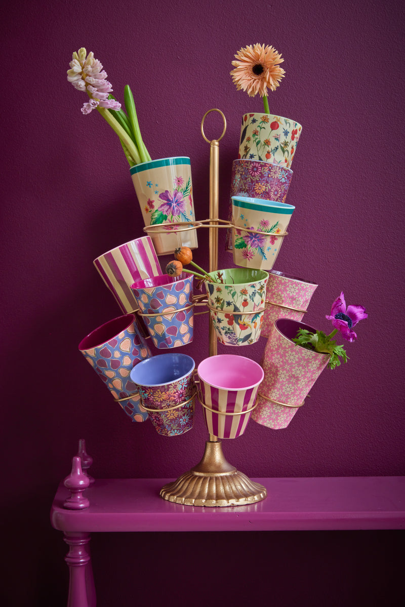Tall Melamine Cup - Pink - Graphic Flower Print Environment