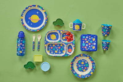 Melamina Set comida para bébe - Azul - Galaxy Print - Caja de regalo Environment