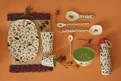 Melamine Salad Spoon - Multicolor - Winter Rosebuds Print Environment