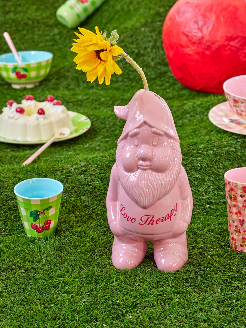 Large Gnome Ceramic Vase - Soft Pink Environment