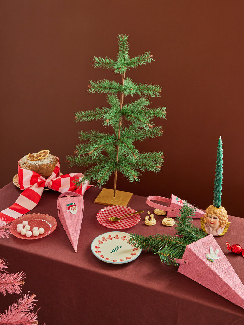 Stor Raffia Julepynt - Pink - Santa Embroidery Environment