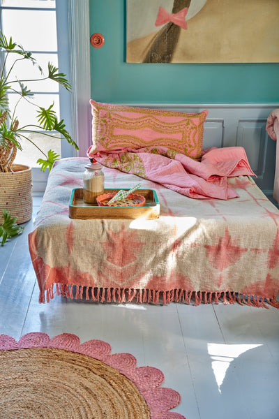 Large Rectangular Cotton Cushion - Soft Pink Environment