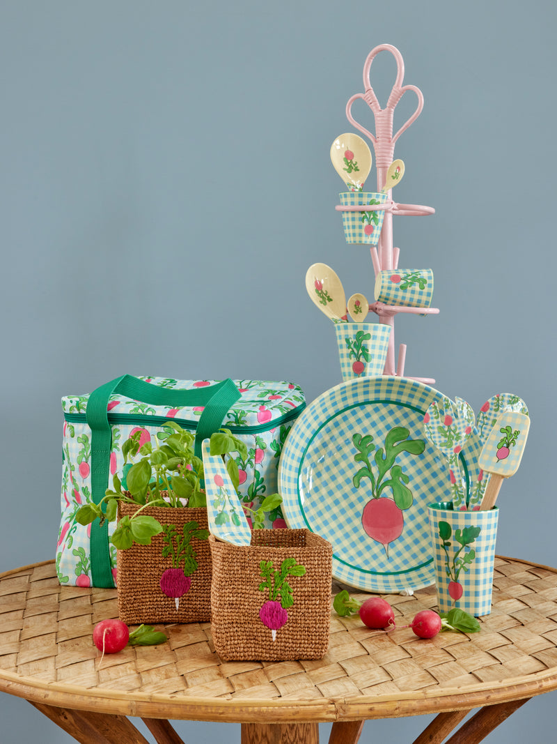Small Square Raffia Storage Basket - Tea - Radish Embroidery Environment