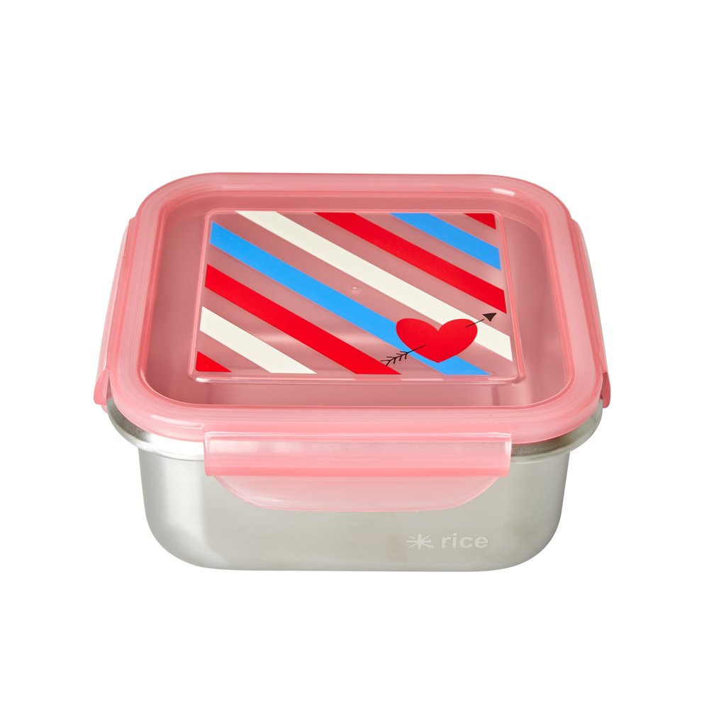 Buy Large RICE Pink Square RICE Stainless Lunchbox Steel - – | Stripes RICE Soft by Candy 