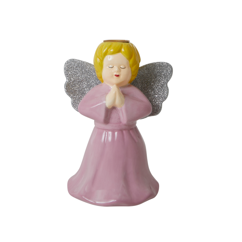 Joy Ceramic Angel Tealight Candle Cover - Pastel Pink and Green. Moon and  Stars on eBid United States